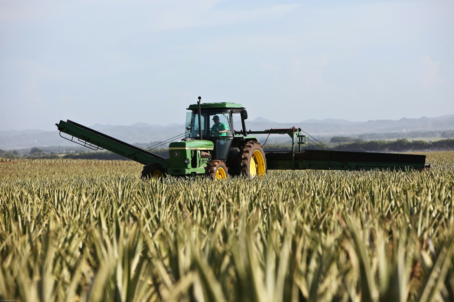 Modern farming equipment in the field